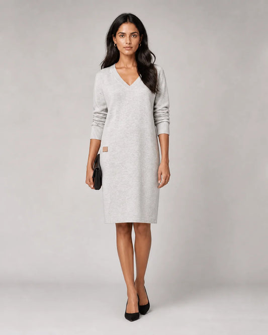Ada-Belle Cozy Dress in Gray — full-body studio view