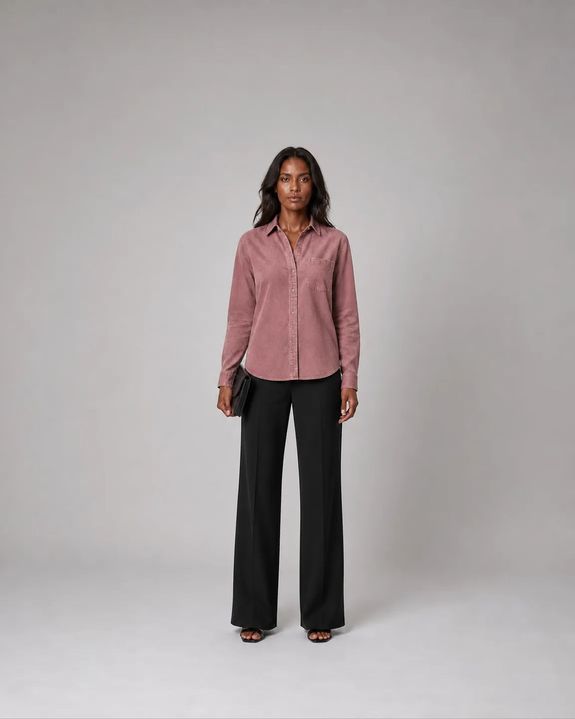 Ada-Faye Elegant shirt in Pink — full-body studio view