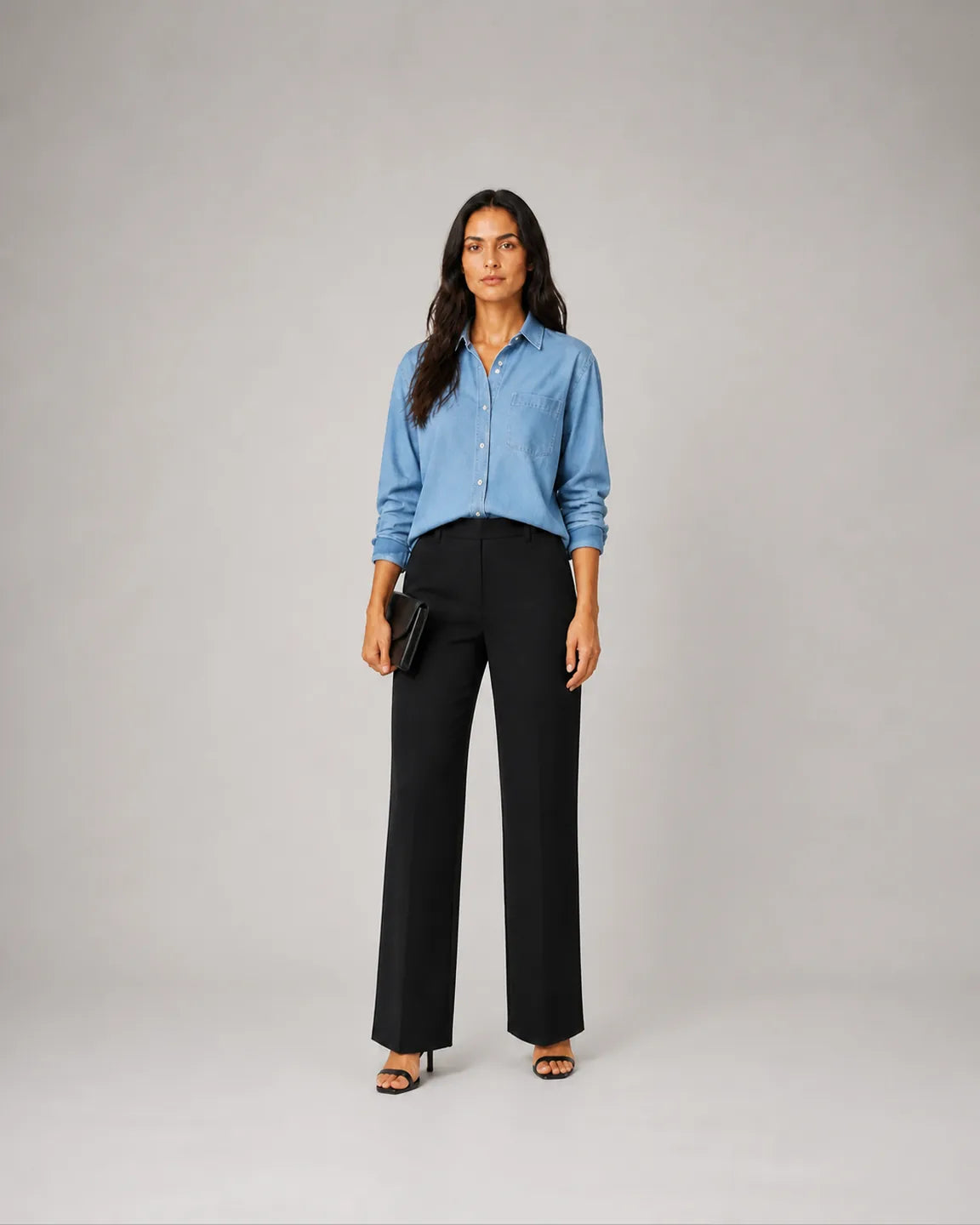 Ada-Faye Elegant shirt in Sky Blue — full-body studio view