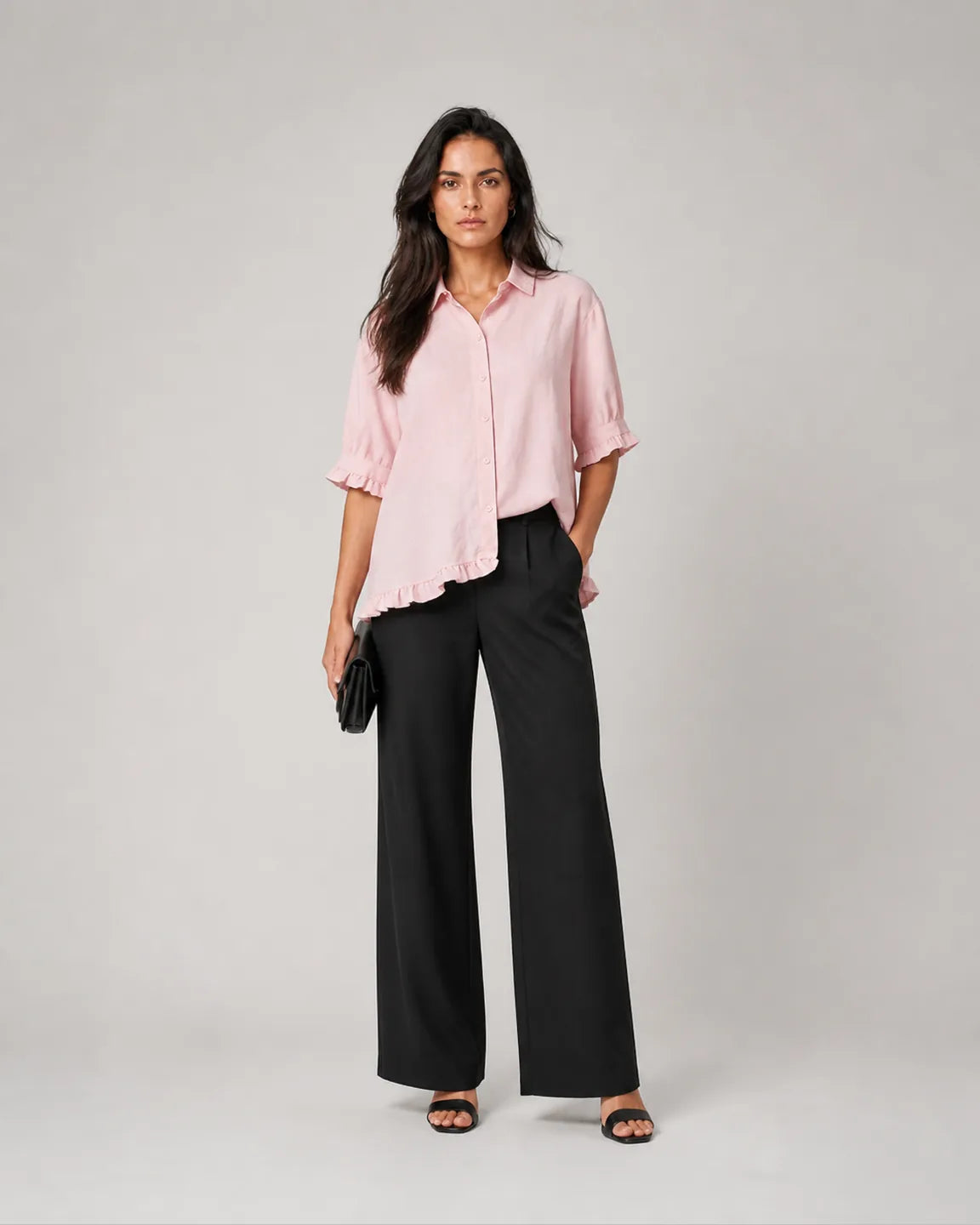 Ada-Jane Timeless Breathable blouse in Pink — full-body studio view