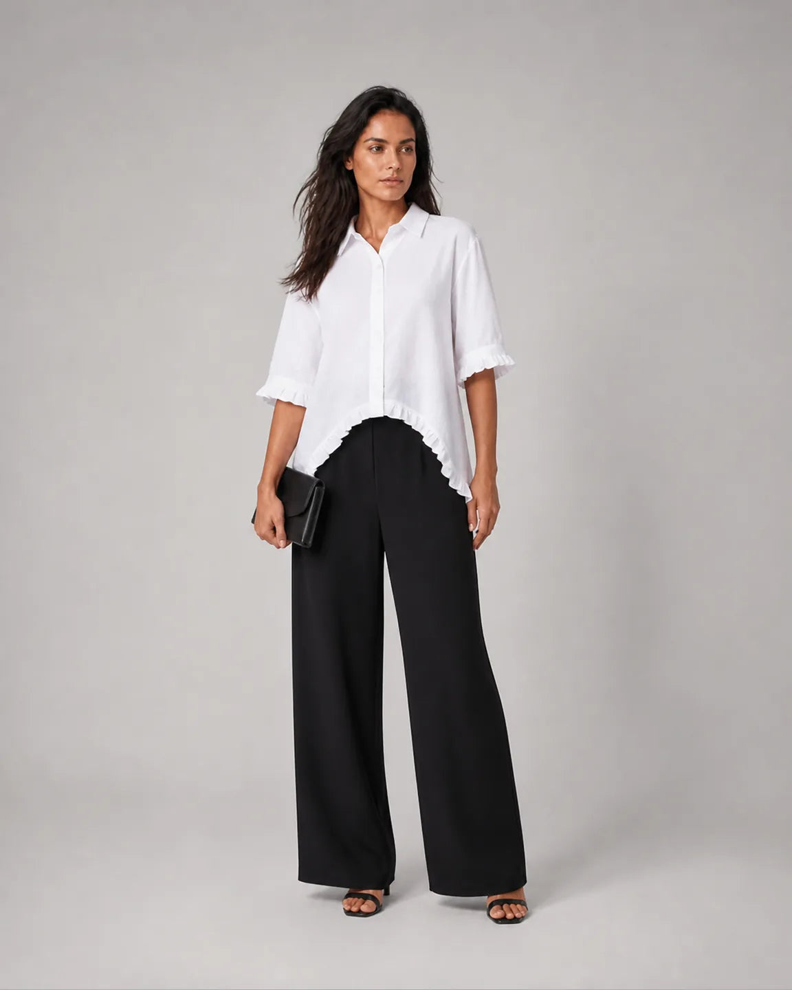 Ada-Jane Timeless Breathable blouse in White — full-body studio view
