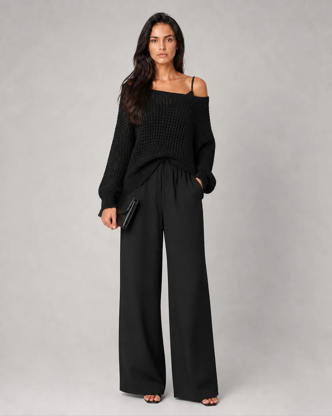 Ada-Rose Elegant Two-Piece Set in Black — full-body studio view