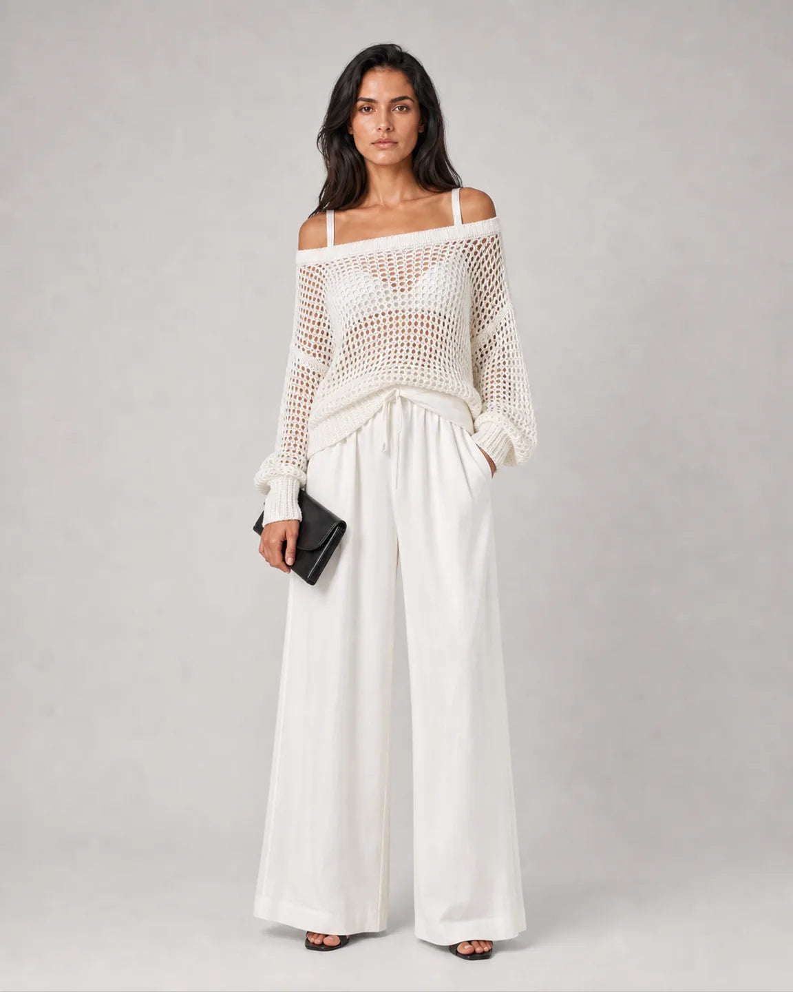 Ada-Rose Elegant Two-Piece Set in White — full-body studio view