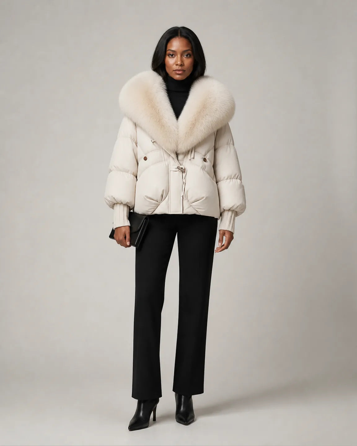 Ava-Grace Elegant Coat in White — full-body studio view