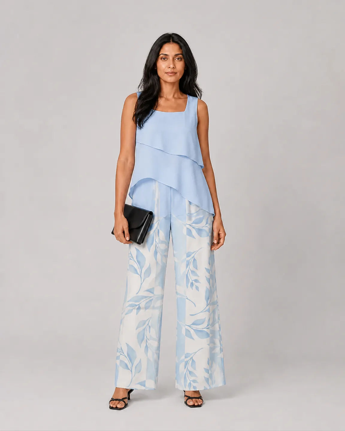 Ava-Mae Elegant Two-Piece Set in Blue — full-body studio view