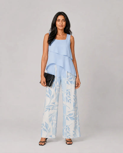 Ava-Mae Elegant Two-Piece Set in Blue — full-body studio view