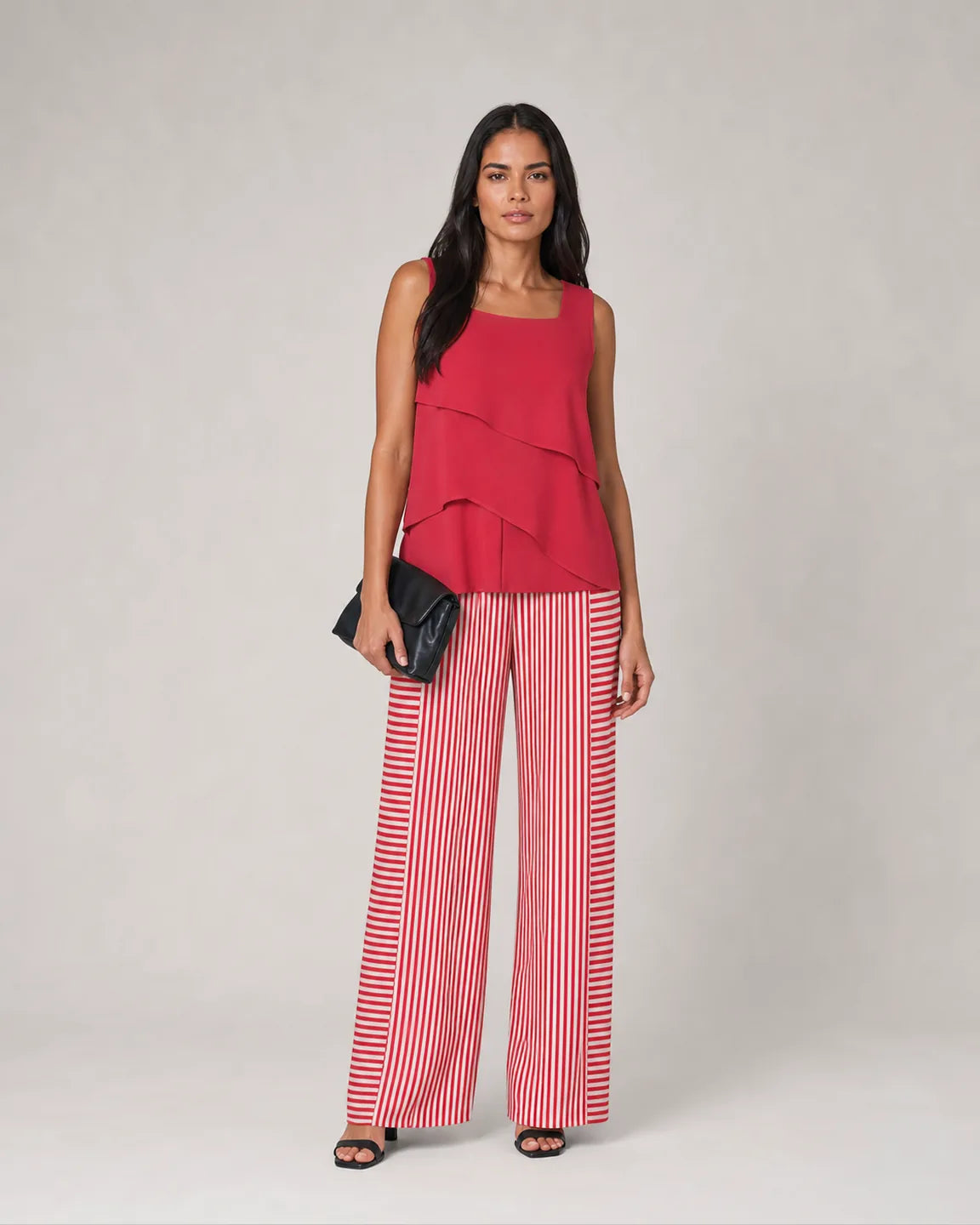 Ava-Mae Elegant Two-Piece Set in Red — full-body studio view
