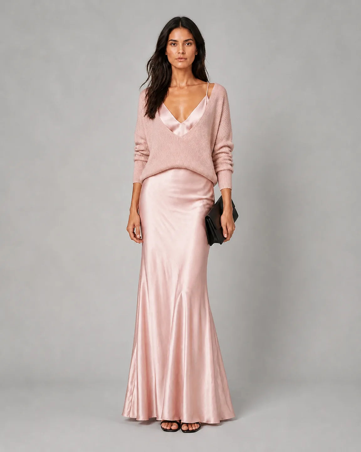 Cora-Jane™ Flowing Relaxed Set in Pink - full body studio front view