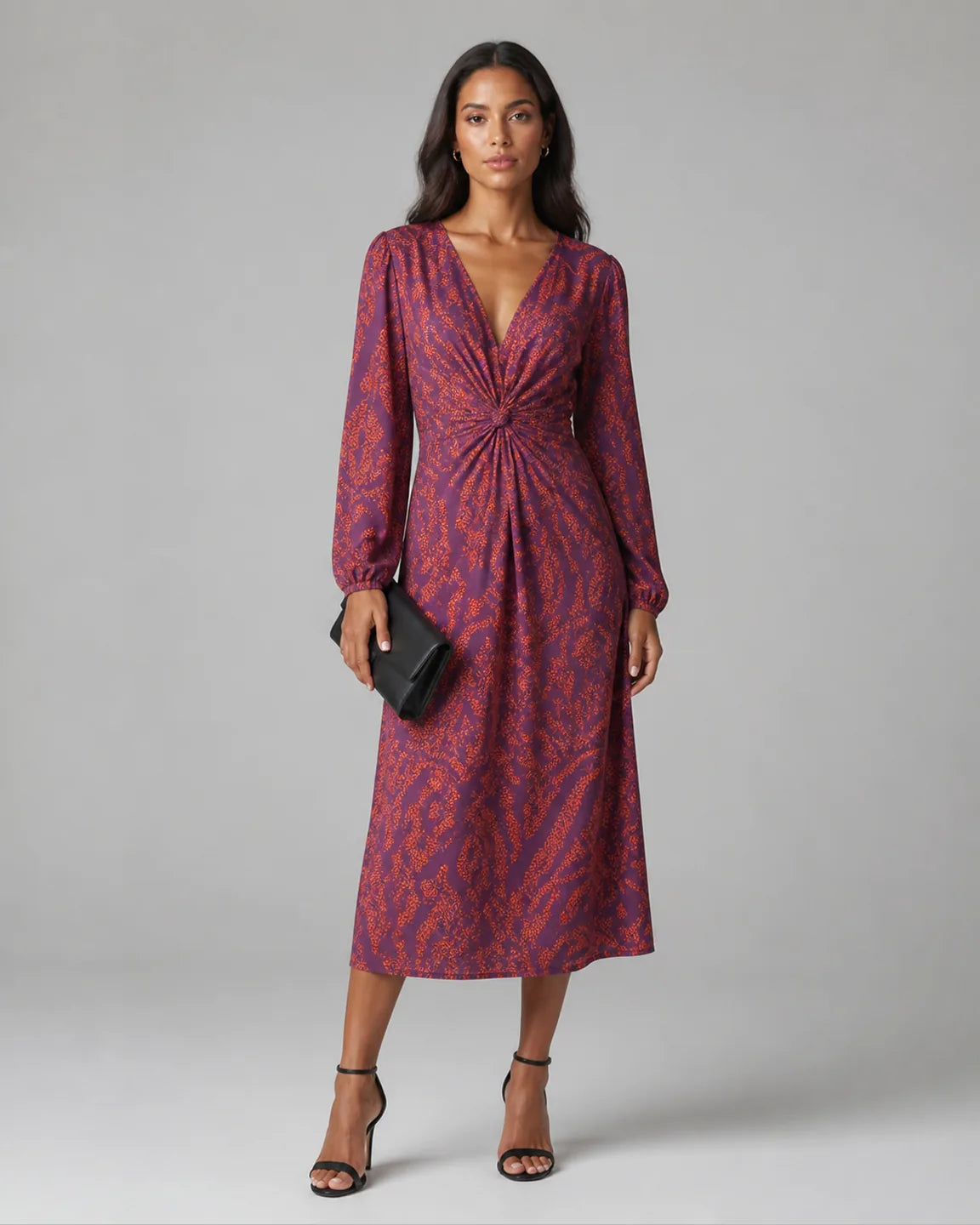 Elsa-Jane Elegant summer dress in Purple — full-body studio view