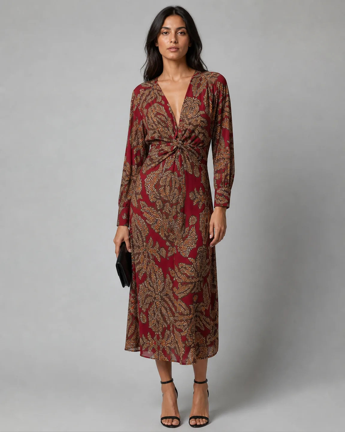 Elsa-Jane Elegant summer dress in Red — full-body studio view