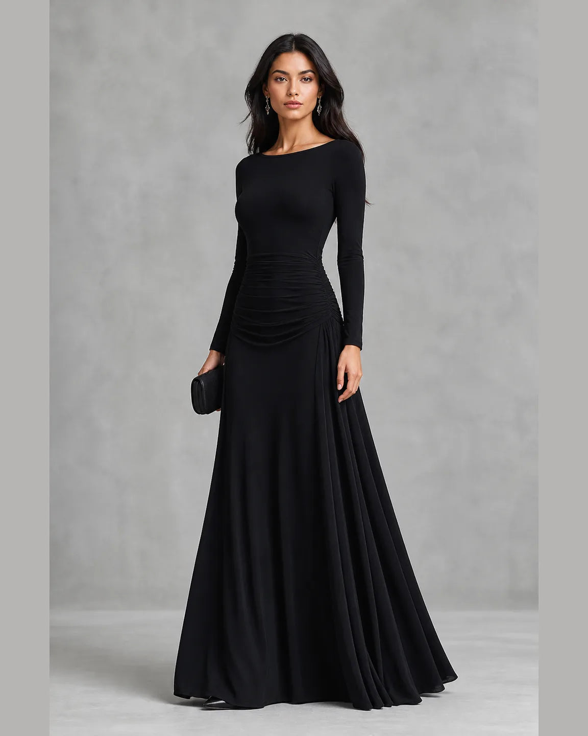 Esme-Grace Elegant Maxi Dress — three-quarter studio view