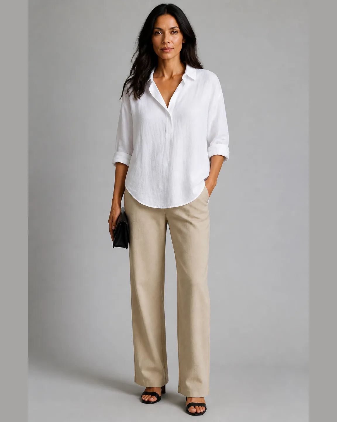 Esme-June Elegant Breathable Blouse — full-body studio view