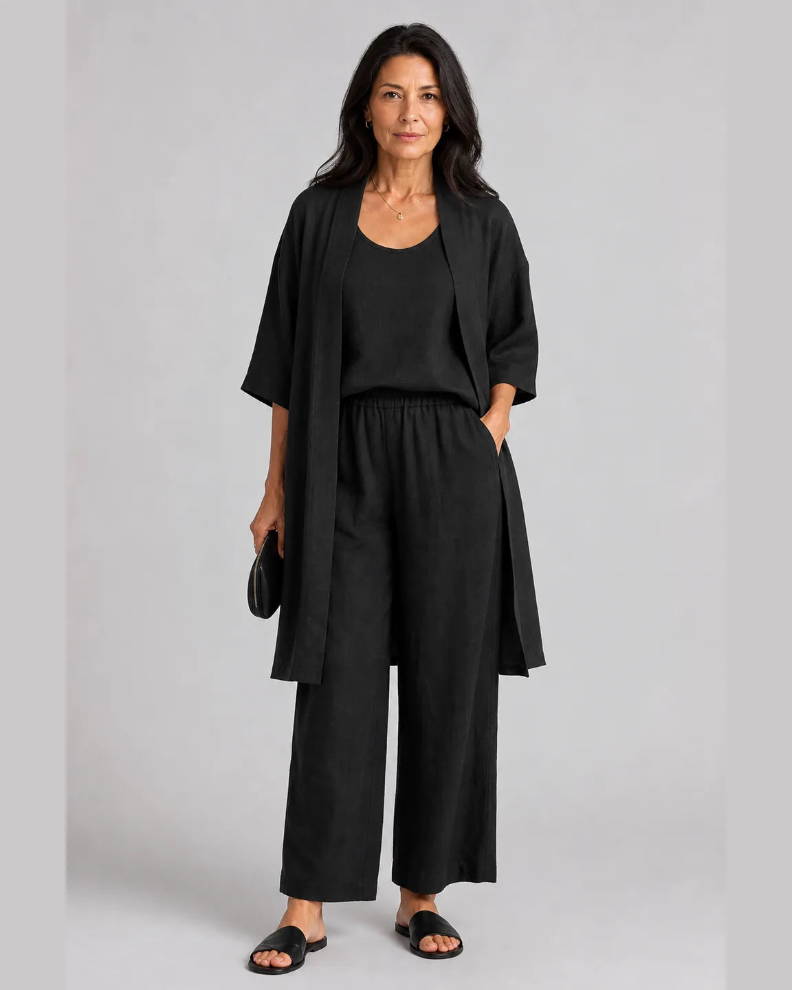 Esme-Rose Elegant Set in Black — full-body studio view