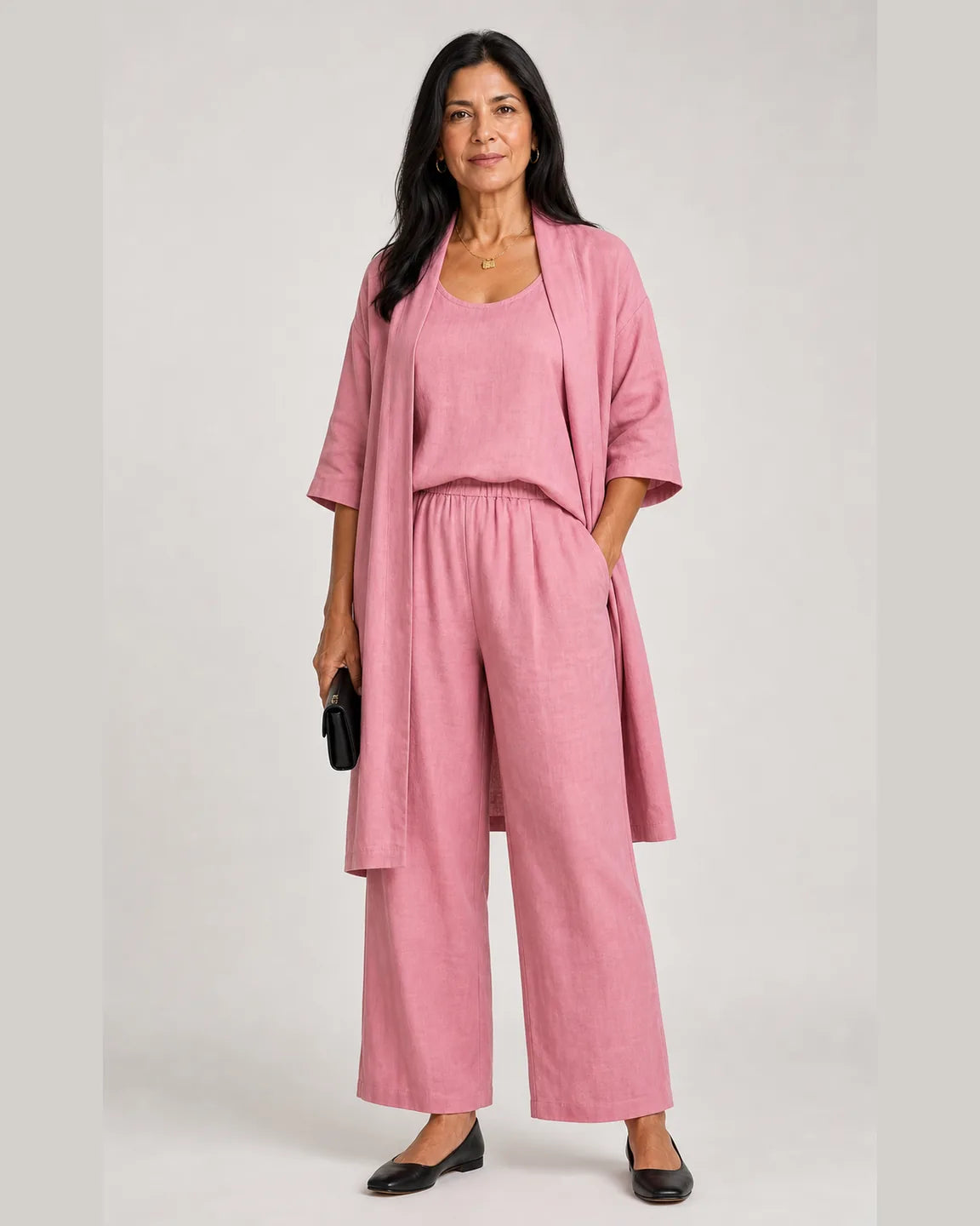 Esme-Rose Elegant Set in Pink — full-body studio view