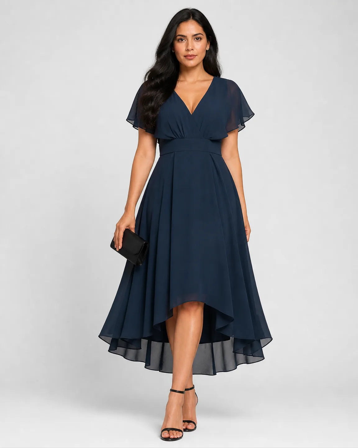 Etta-Mae Flowing V-Neck Maxi Dress — full-body studio view