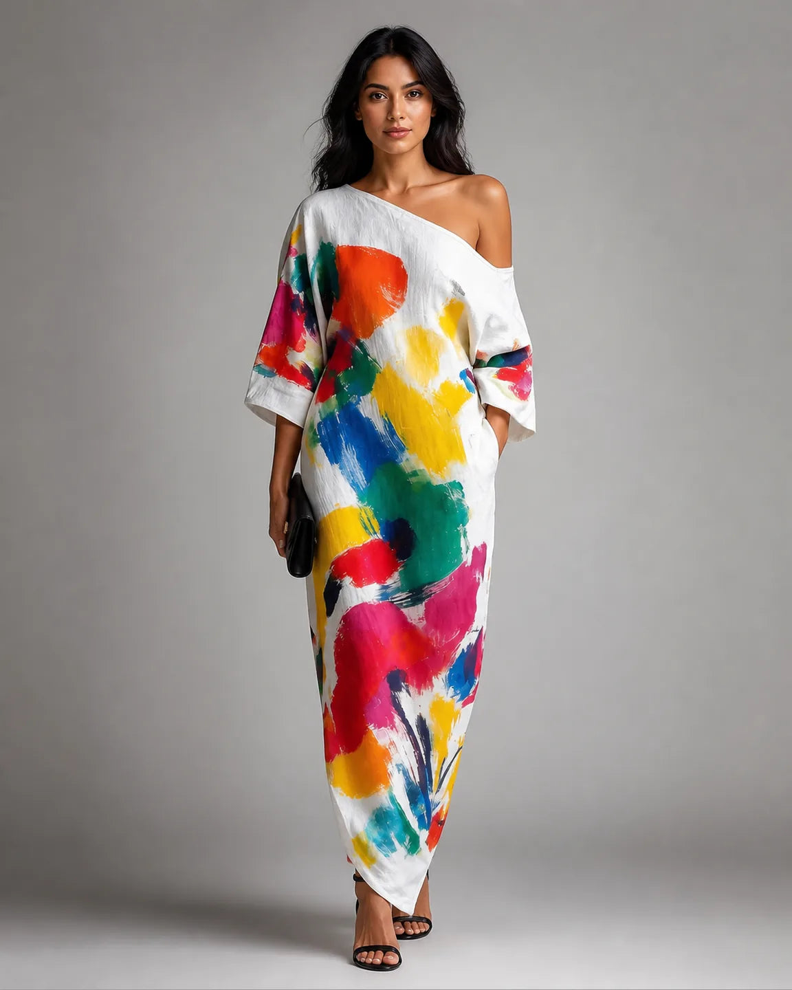 Etta-Rose Maxi Dress in White — full-body studio view