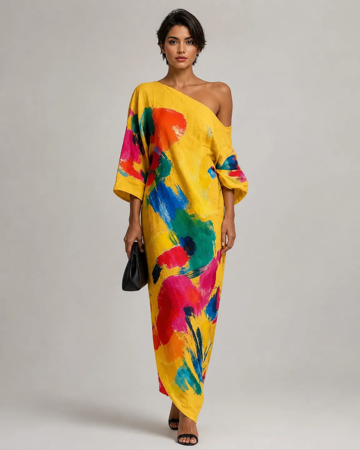 Etta-Rose Maxi Dress in Yellow — full-body studio view