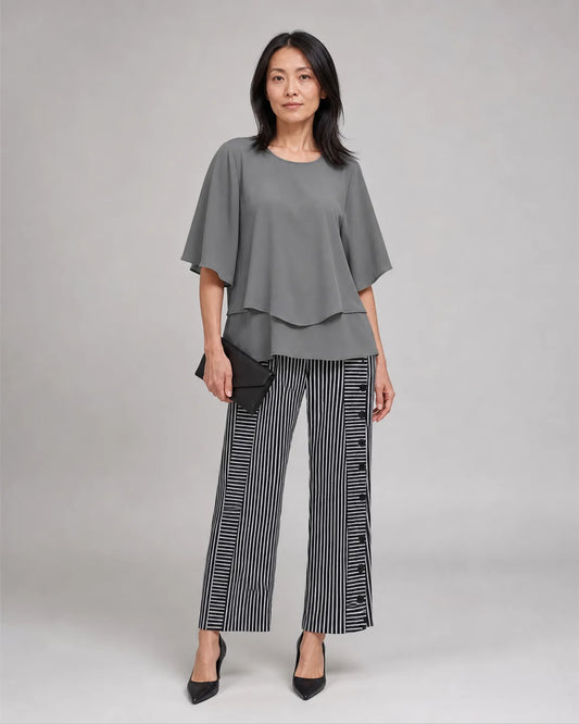 Eva-Jane Effortless Two-Piece Set in Gray — full-body studio view
