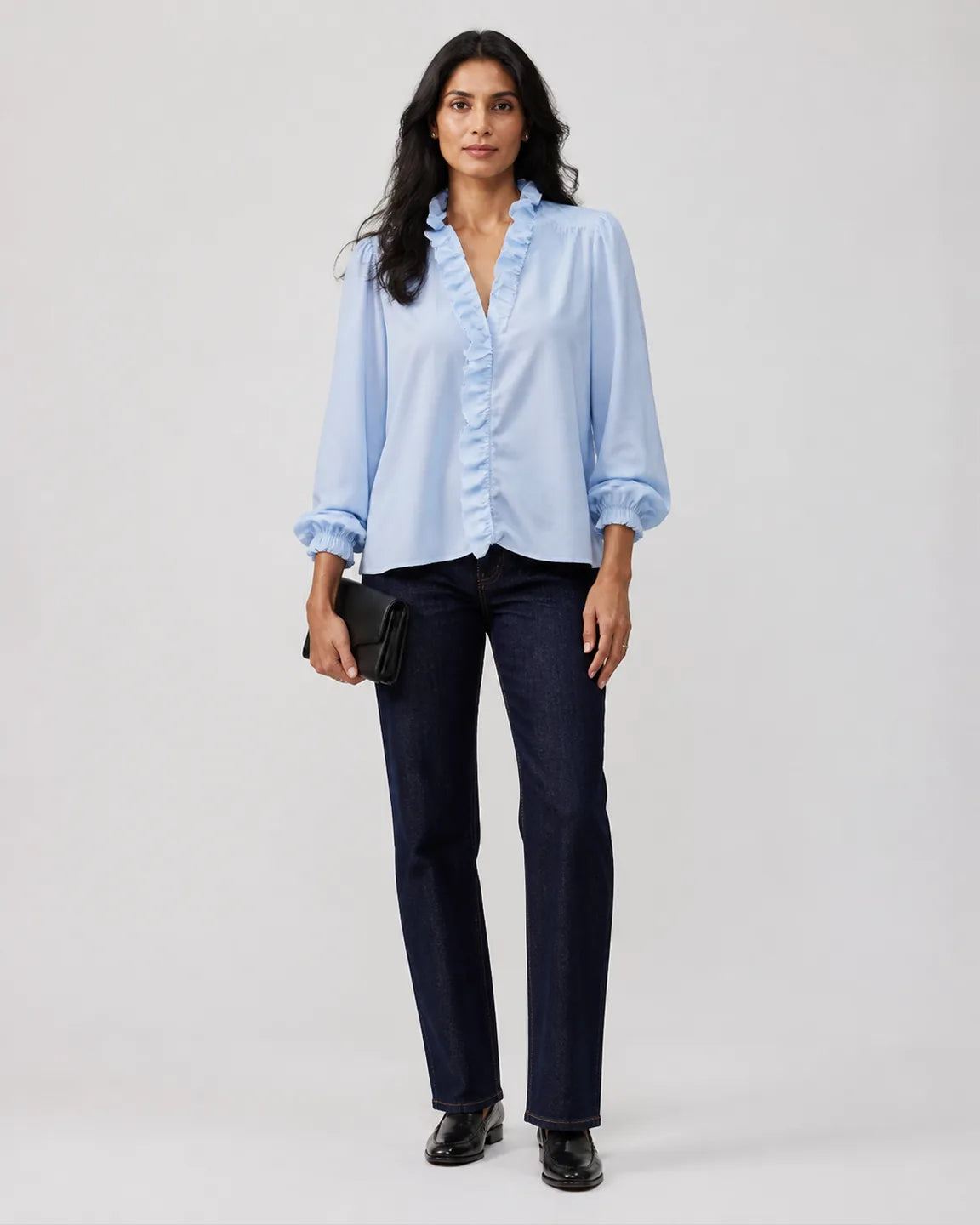 Eva-Rose Stylish breathable Blouse in Blue — full-body studio view