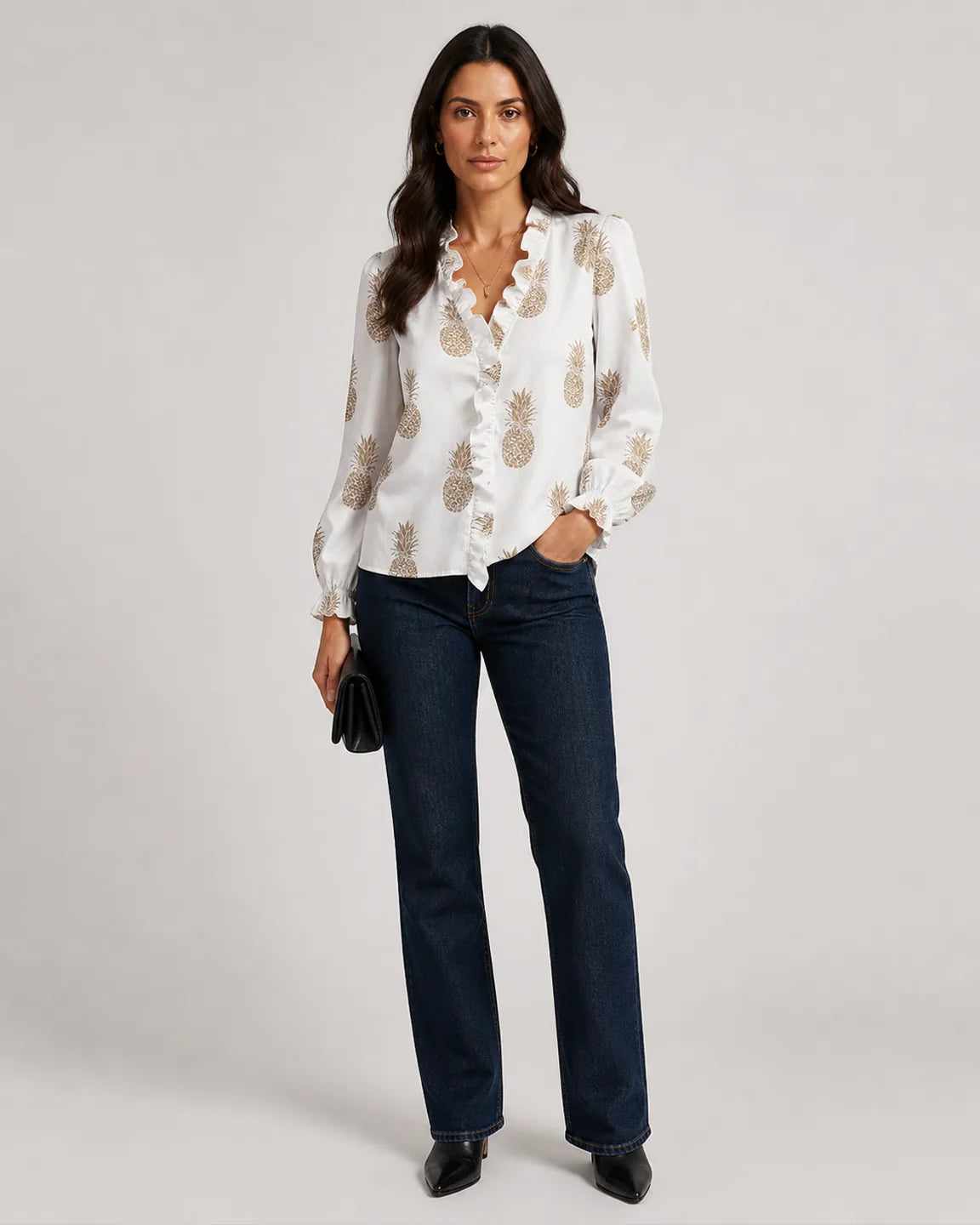 Eva-Rose Stylish breathable Blouse in Pineapple — full-body studio view