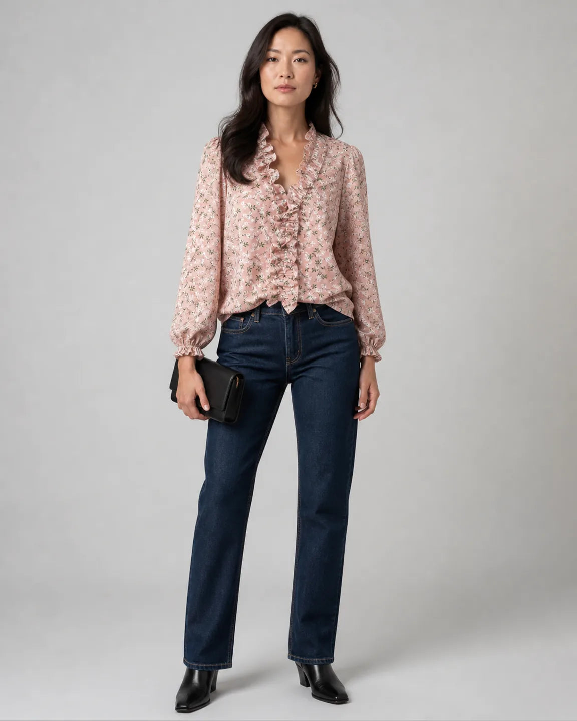 Eva-Rose Stylish breathable Blouse in Pink — full-body studio view