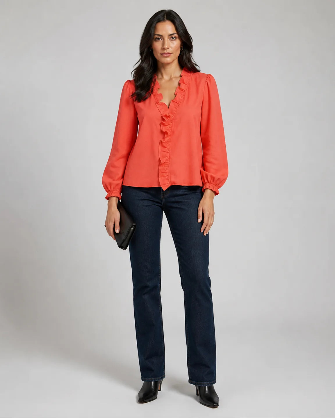 Eva-Rose Stylish breathable Blouse in Red — full-body studio view