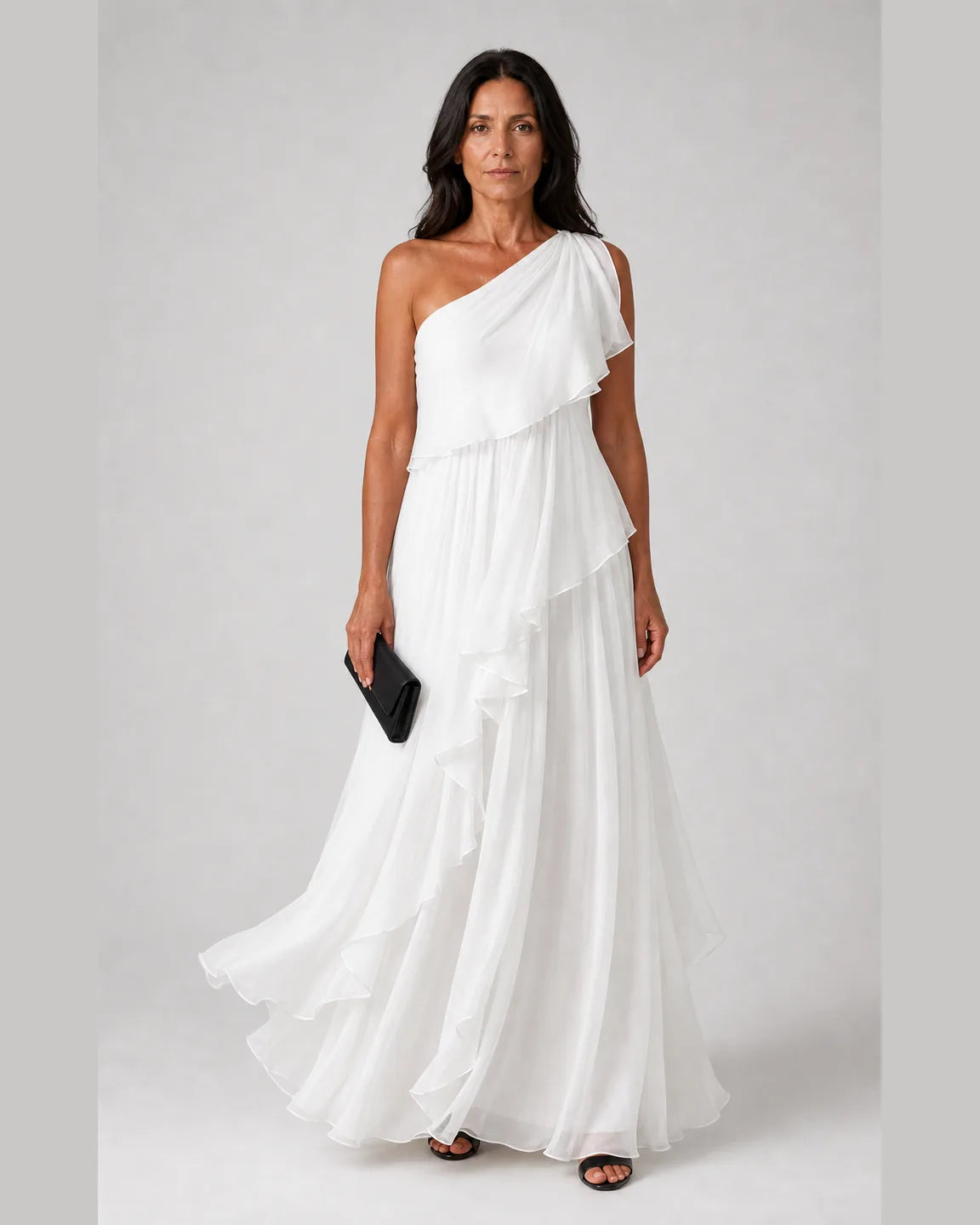 Faye-Jane Maxi Dress in White — full-body studio view
