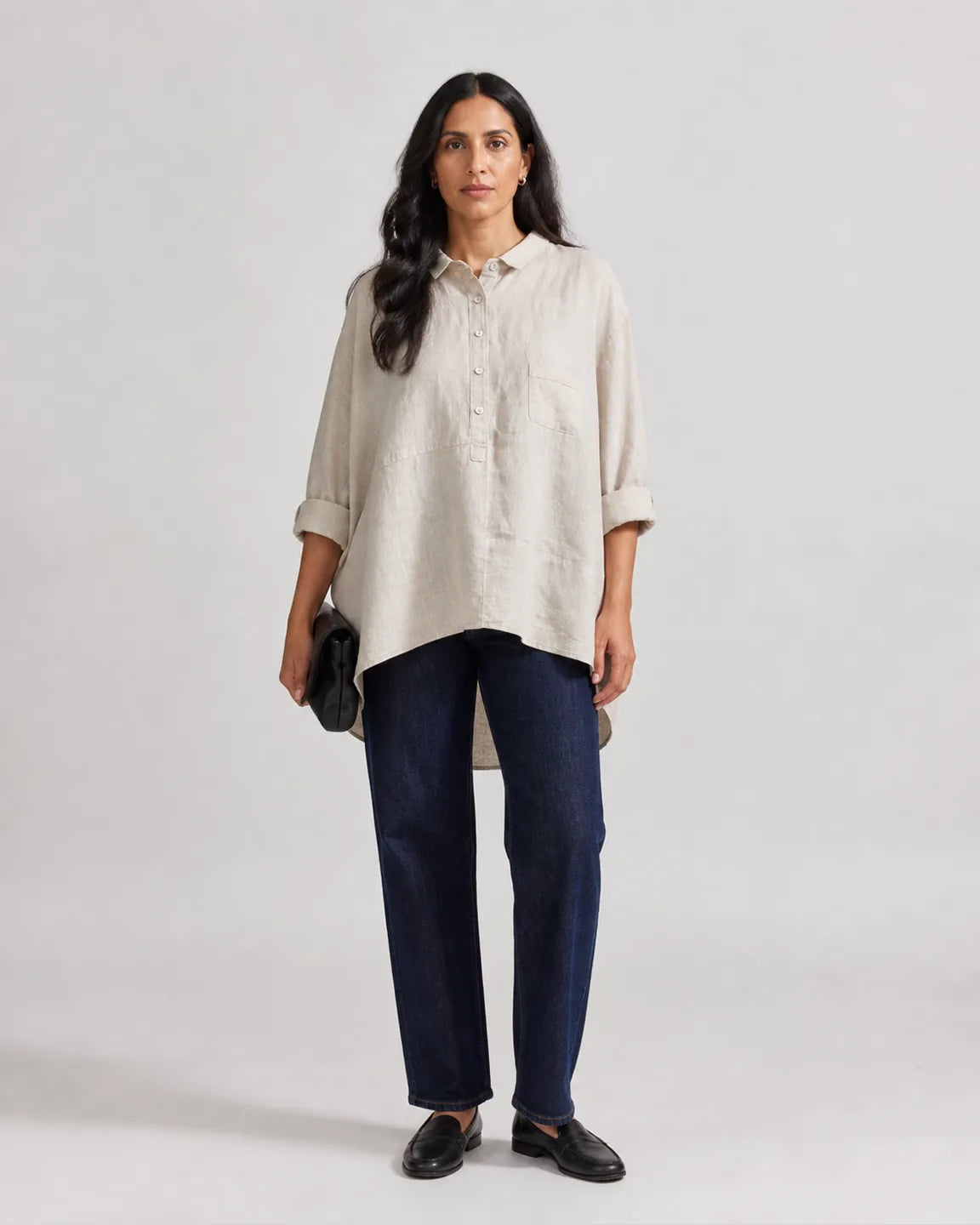 Faye-Mae Timeless Breathable blouse in White — full-body studio view