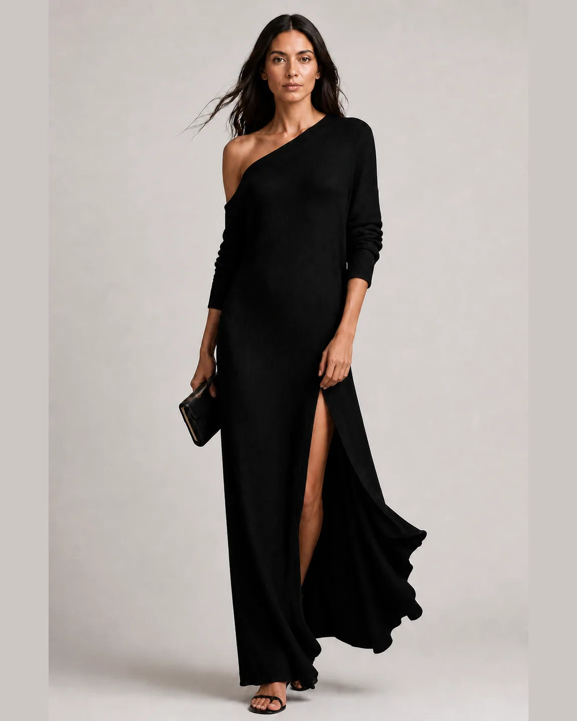 Hope-Faye Elegant Dress in Black — full-body studio view