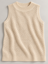 Ärmelloses Stricktop mit Lochmuster – Apricot, Ansicht 2