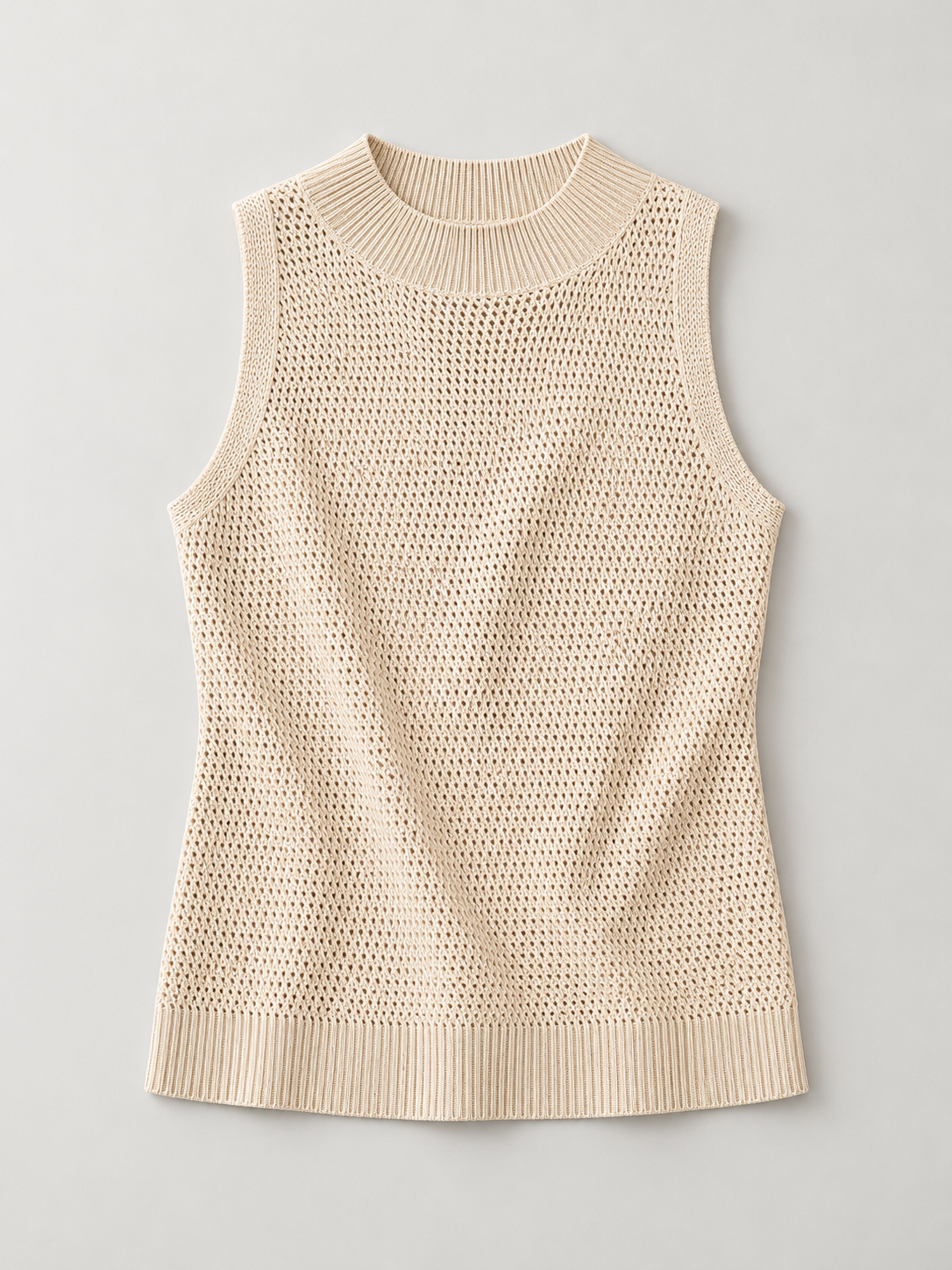 Ärmelloses Stricktop mit Lochmuster – Apricot, Ansicht 7