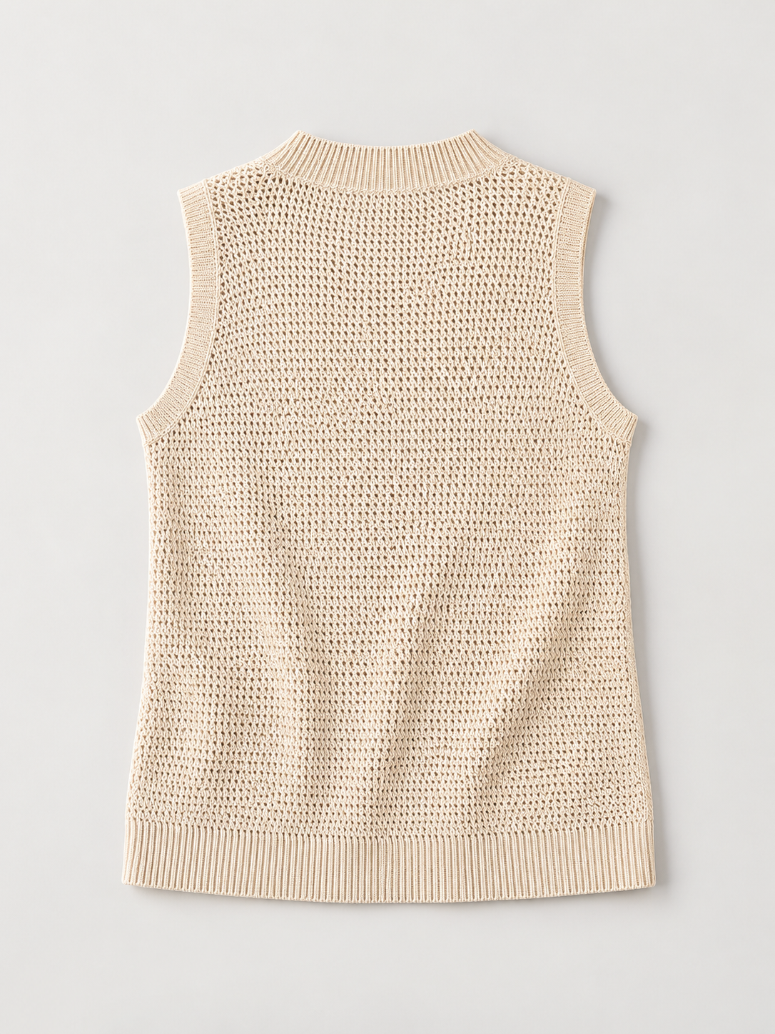 Ärmelloses Stricktop mit Lochmuster – Apricot, Ansicht 8