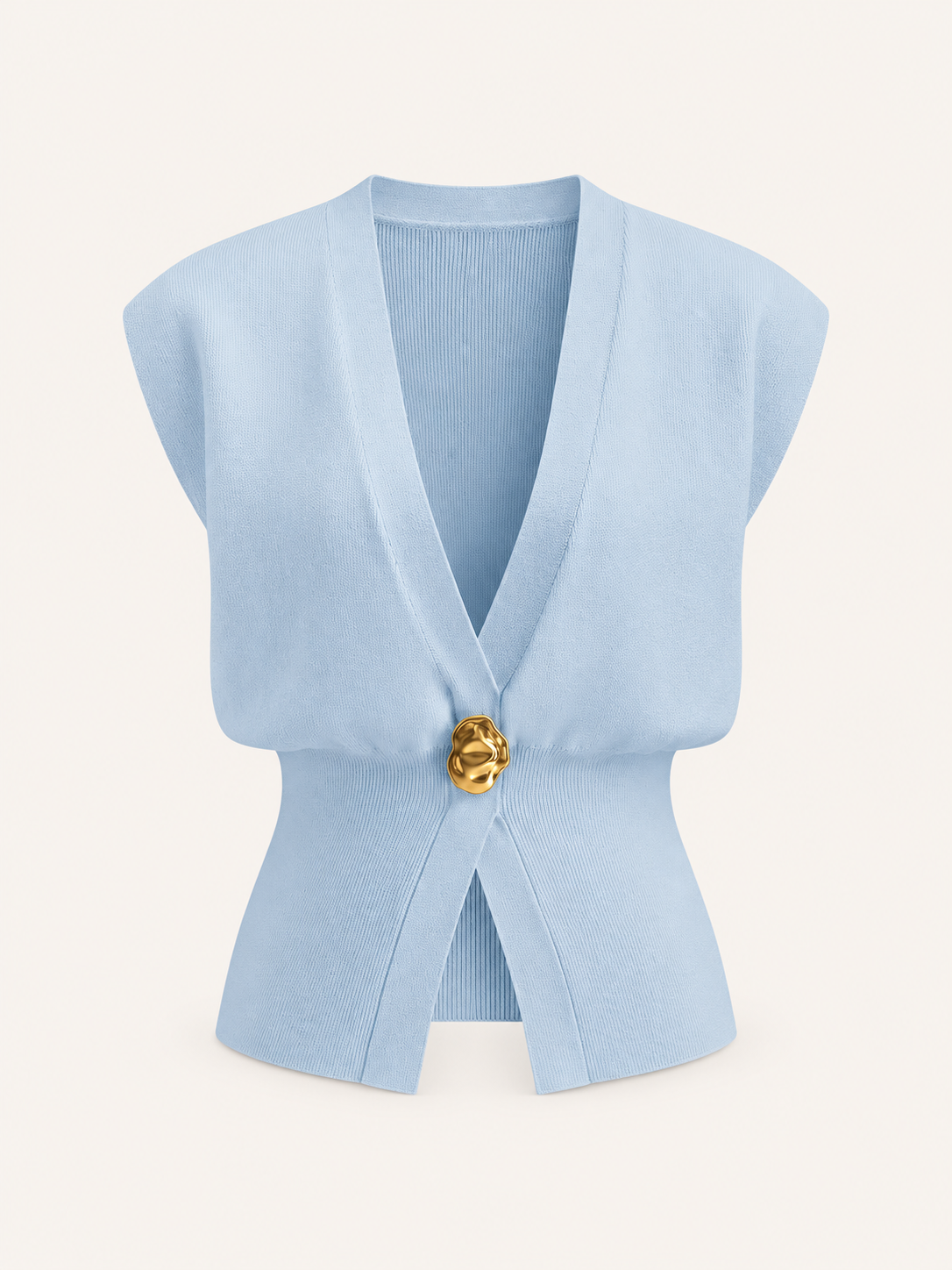 Pullunder mit V-Ausschnitt und Knopfdetails – Blau, Ansicht 10