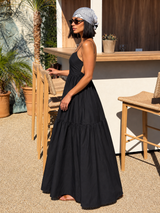 Langes rückenfreies Kleid – Schwarz, Ansicht 2
