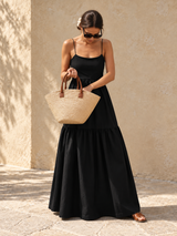 Langes rückenfreies Kleid – Schwarz, Ansicht 5
