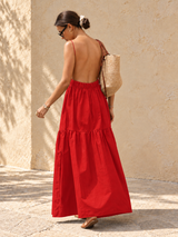Langes rückenfreies Kleid – Rot, Ansicht 10