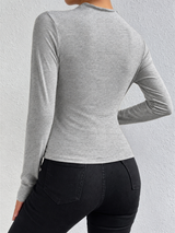 Langarmshirt mit Raffung – Hellgrau, Ansicht 4