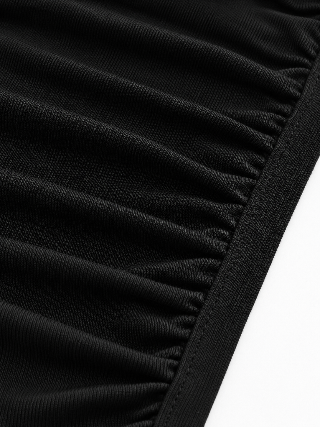Asymmetrisches Rippstrick-Langarmshirt – Schwarz, Ansicht 7