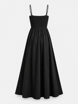 Ärmelloses Baumwoll-Maxikleid mit Taschen und Cut-outs – Schwarz, Ansicht 5