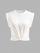 Baumwoll-T-Shirt mit Knotendetail – Weiß