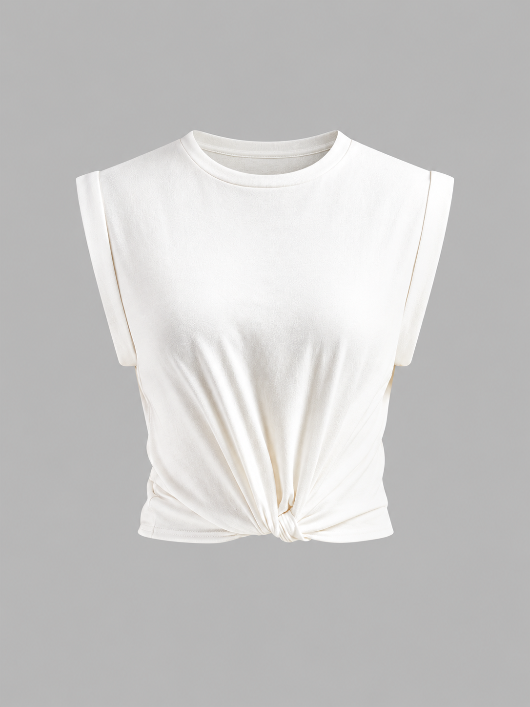Baumwoll-T-Shirt mit Knotendetail – Weiß