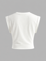Baumwoll-T-Shirt mit Knotendetail – Weiß, Ansicht 2