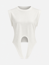Baumwoll-T-Shirt mit Knotendetail – Weiß, Ansicht 3