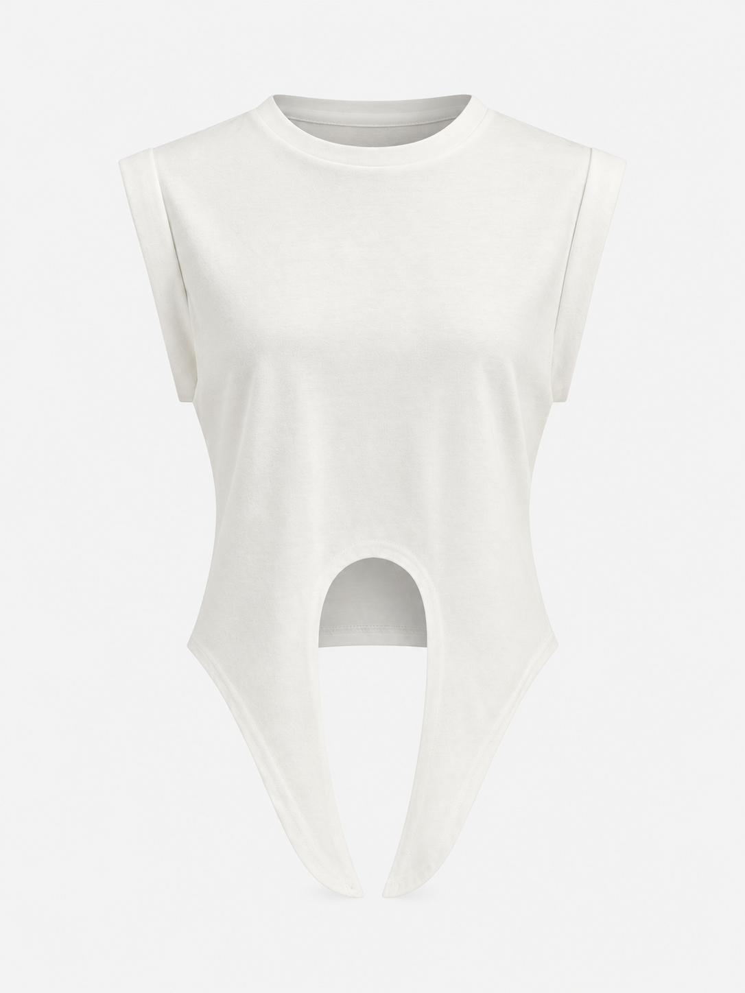 Baumwoll-T-Shirt mit Knotendetail – Weiß, Ansicht 3