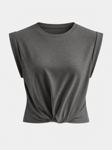 Baumwoll-T-Shirt mit Knotendetail – Grau, Ansicht 6