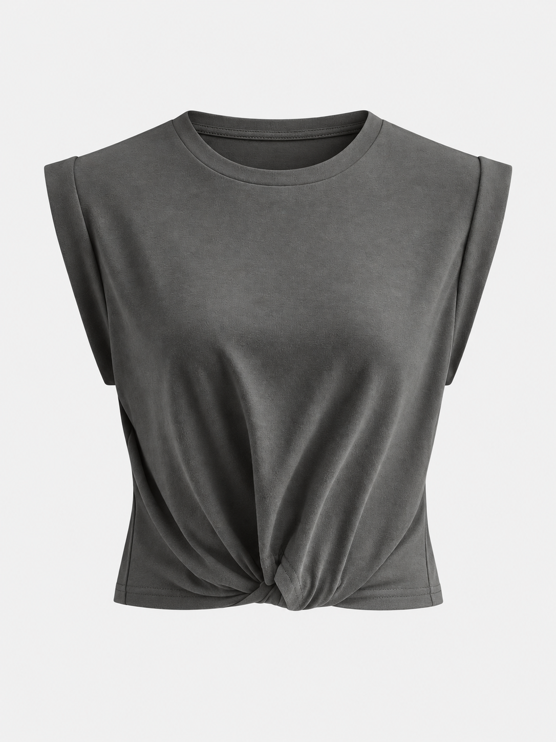 Baumwoll-T-Shirt mit Knotendetail – Grau, Ansicht 6