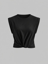 Baumwoll-T-Shirt mit Knotendetail – Schwarz, Ansicht 7