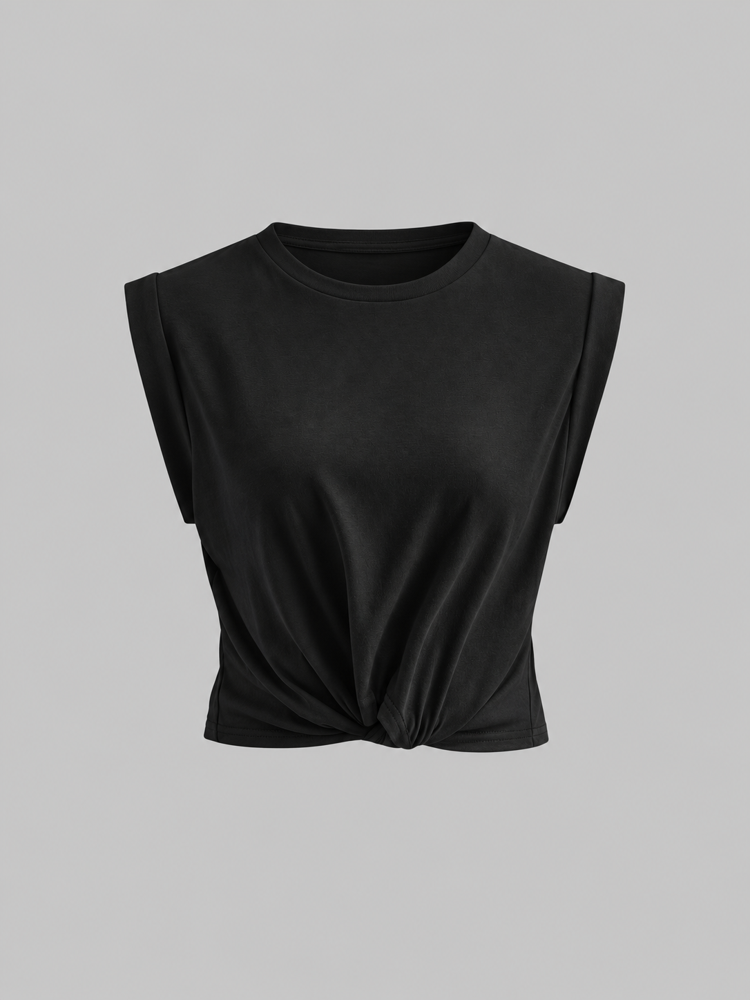 Baumwoll-T-Shirt mit Knotendetail – Schwarz, Ansicht 7