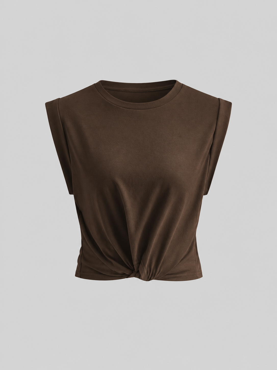 Baumwoll-T-Shirt mit Knotendetail – Dunkelbraun, Ansicht 8