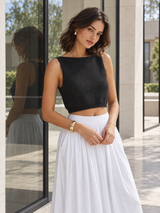 Cropped-Top aus Baumwollmix – Schwarz, Ansicht 7
